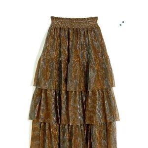 Draper James Tiered Midi Skirt in Lurex Plisse- Size XS- New With Tags